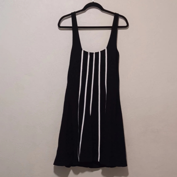 Anthropologie Maeve Mini Dress Sz10 Black-White A-Line Side Zipper Pockets - Picture 4 of 12